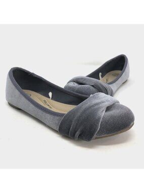 Kohls SO Shoes Womens 8 Cant Even Grey Velvet Ballet Flats Slip On Comfort Fit